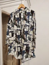 Camisa larga Vintage de lino y algodón para mujer, blusa informal de manga larga con cuello levantado