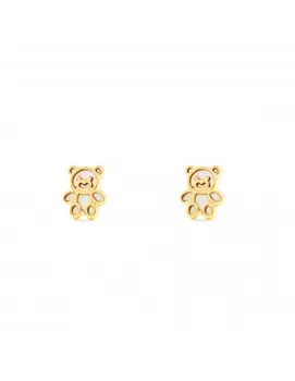 

Earrings girl Bear with background nacar (9Kts)