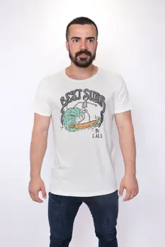 

Angemiel Wear Skeleton Surfer Cotton White Men 'S T-Shirt