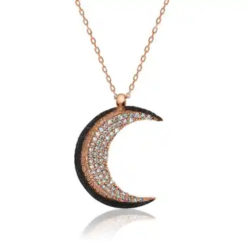 

KUTAYDAN 925 Sterling Silver Crescent Moon Women Necklace