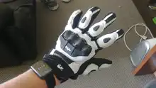 Guantes de cuero para motociclista para hombres, accesorio para manos de motociclista masculino, de color negro y blanco, guantes de equipo de carreras de carretera, para verano e invierno