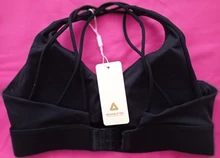 F.DYRAA Sujetador con correas cruzadas a prueba de golpes Sujetador deportivo para correr Gimnasio Sujetador superior Mujer Dobladillo ancho Push Up Entrenamiento Fitness Yoga Crop Tops Sujetador