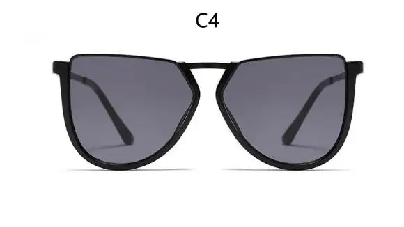 C4 Black Black Негабаритные солнцезащитные очки, леопардовые, зеленые, неправильные, половинная оправа, женские, модные очки, мужские, трендовые, хипстерские очки, Oculos UV - Цвет линз: C4 Black Black