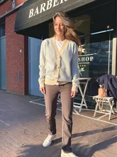 GIGOGOU solo Breasted V cuello mujeres botón árbol de Navidad negro suéter de punto Cardigan suelto de Jersey chaqueta abrigo