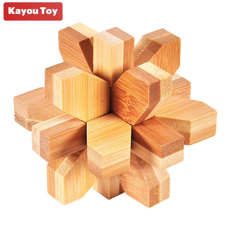 Bamboo Plum Blossom Lock 3D Snowflake Shaped Burr Brain Teaser Puzzles Game Educational Toys for Adults Kids polyurethane coupling buffer pad red t shaped plum blossom hexagonal water pump wheel pad rubber elastic block