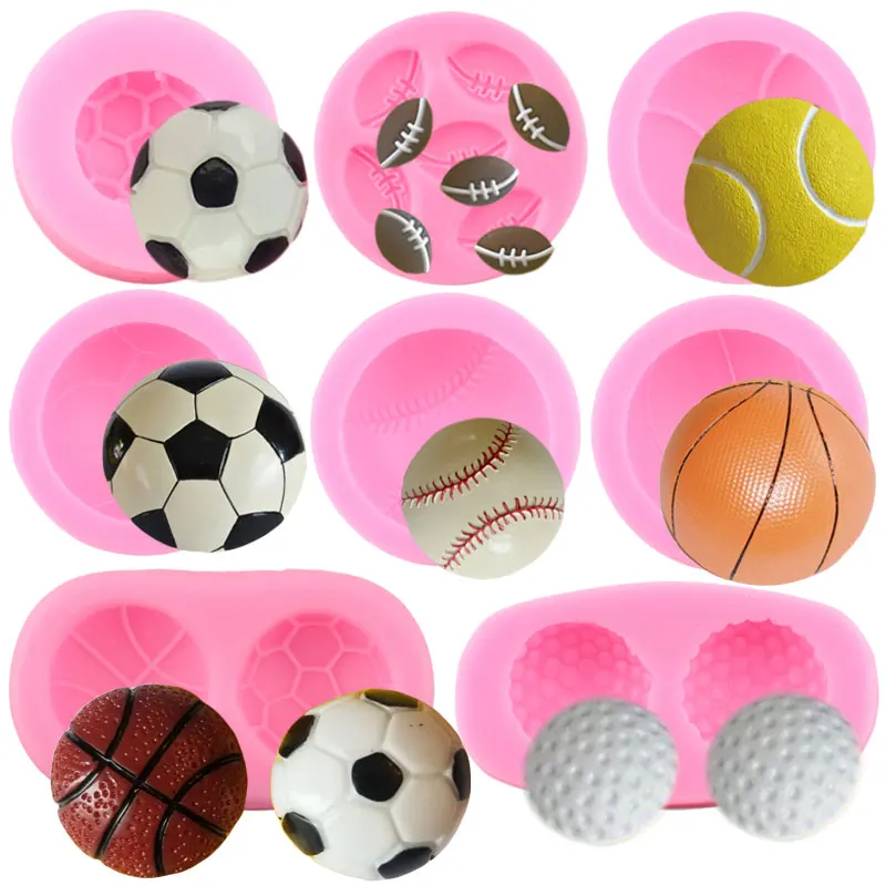 Mini Football Basketball Golf Silicone Mold Baby Party Cupcake Topper Fondant Cake Decorating Tools Clay Candy Chocolate Mould | Дом и сад