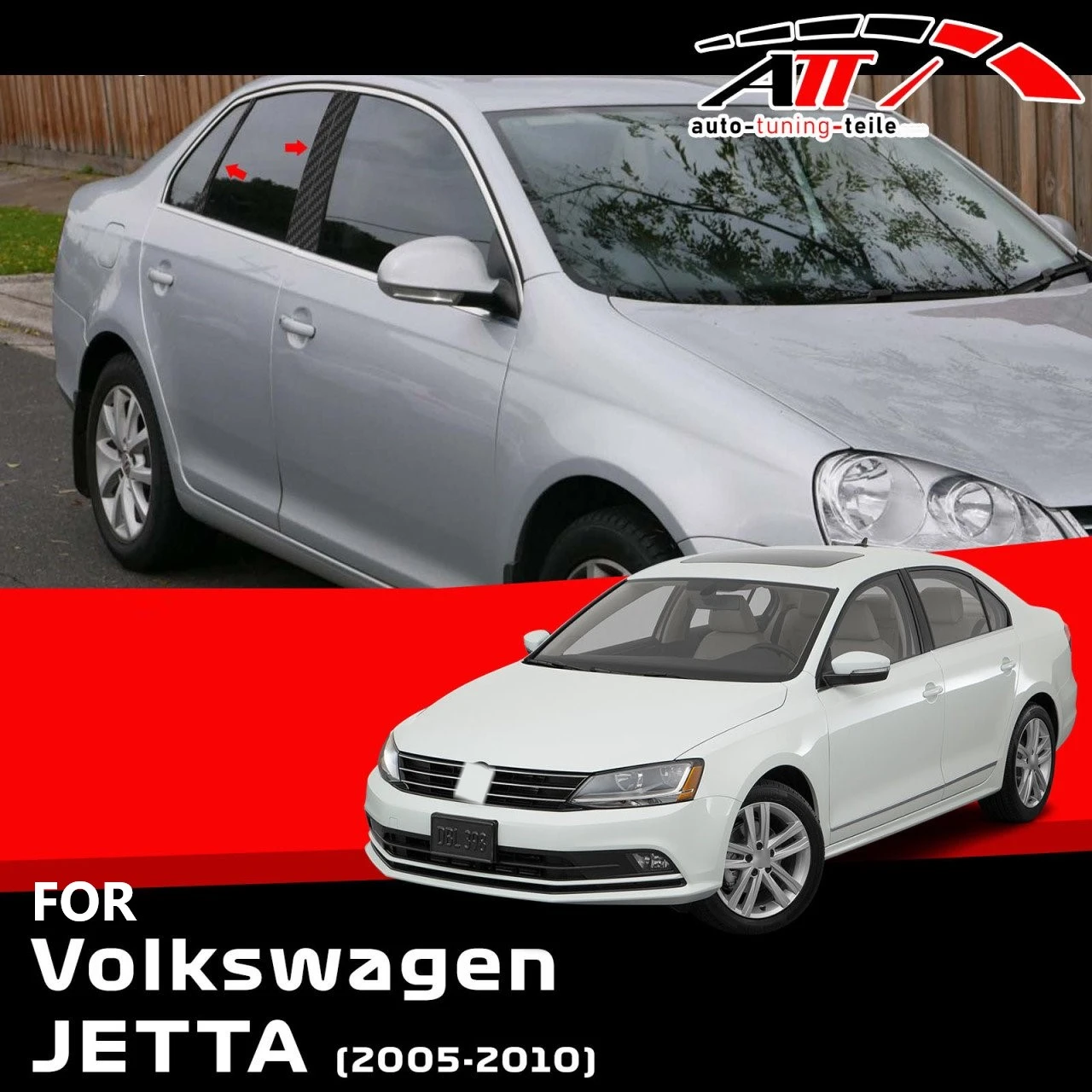 Ajuste para Volkswagen Jetta 2005 2010, poste puerta de carbono, 6 piezas, accesorios de cromado, Diseño modificado, afinación de - AliExpress