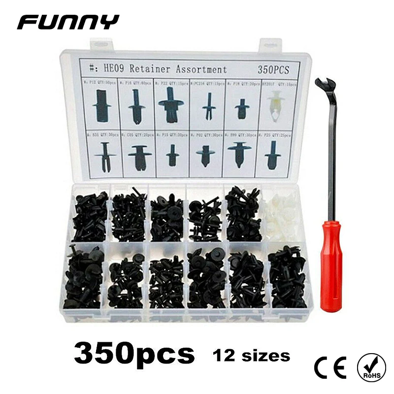 

350Pcs Car Trim Tool Car Body Plastic Push Retainer Pin Rivet Fasteners Trim Moulding Clip Expansion Screwdriver Car Accessory