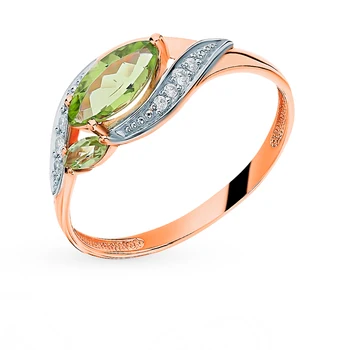 

Gold ring with хризолитом and cubic zirconia sunlight sample 585