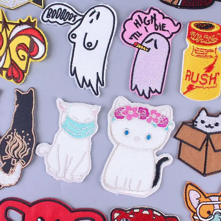 Hippie Patches Iron On For Clothing Stickers Animal Appliques Embroidered Clothes Letters Badge Dress DIY | Дом и сад