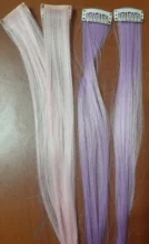 AliLeader-extensiones de cabello de una pieza con Clip, 57 colores, pelo sintético, degradado, rosa, rojo y azul, con Clip