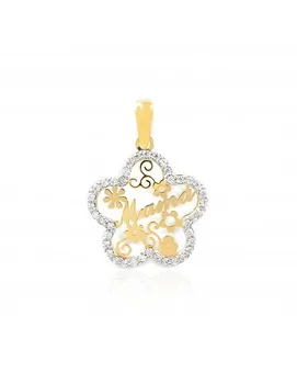 

Gold pendant Two-Color Flower Breast openwork in circon