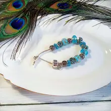YADA INS Trendy Blue flower bead Bracelets&Bangles For Women flower Pulseira Feminina