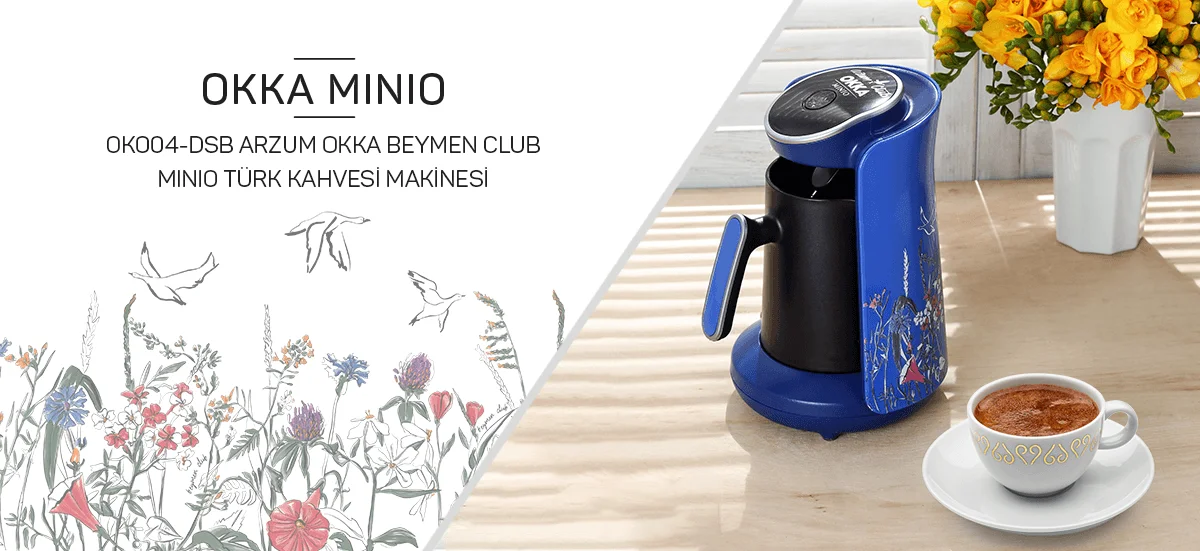 Arzum Okka Minio Автоматическая Турецкая кофеварка, 4 чашки Емкость(300 мл.) Моющийся кофейник, звуковая система оповещения синий