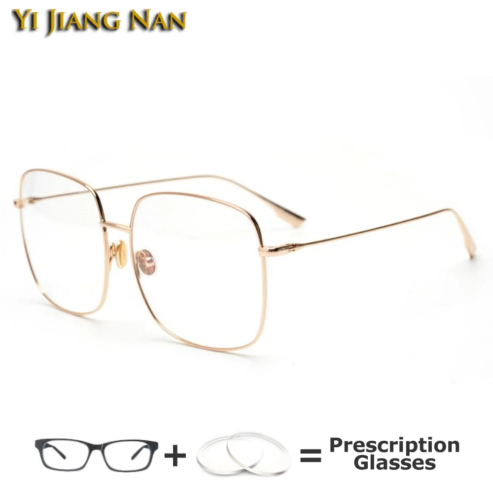 Yi Цзян Нань бренд большой квадратный форма модные титан рамки для женщин глаз очки свет оптический зрелище для мужчин Oversize