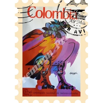 

Colombia souvenir magnet vintage tourist poster