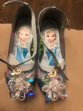 Disney-zapatos de cristal de Frozen para niñas, sandalias con nudo mariposa y tacón alto para fiesta de verano