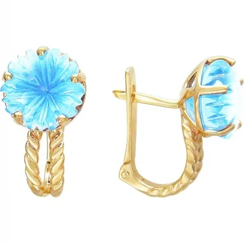 

Esthete earrings flowers with 2 Topaz Red Gold