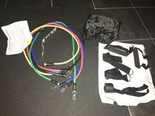 Juego de 22 bandas de resistencia para hacer ejercicio, bandas elásticas para hacer ejercicio, cuerda de tracción de entrenamiento, gimnasio, equipamiento portátil de Fitness