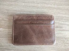 GENODERN-tarjetero de cuero genuino para hombre y mujer, Cartera de piel de vaca delgada, tarjetero pequeño