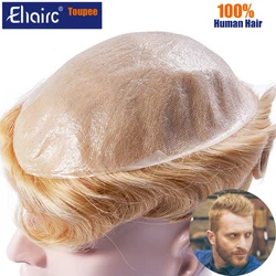 Toupee Wig For Men 0.02-0.03MM Super Thin Skin Toupee Men Wigs 613 Blond European Human Hair Replacement For Man Wig System Unit