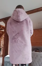 Coat Hooded Long-Fur-Coat Faux-Rabbit-Fur Winter Women Thick New Warm Loose Female Large-Size