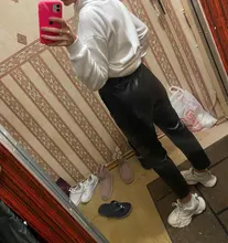 Pants Trousers Women Drawstring Female High-Waist WOTWOY Spliced Loose Autumn Straight