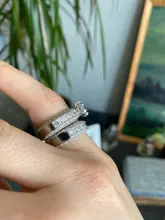 Conjunto de anillos de boda para mujer, de lujo, Plata de Ley 925, grande, compromiso, dedo africano, regalo de Navidad, joyería R4428