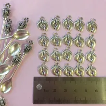 20 piezas encantos pies 13x10mm plata tibetana chapado en oro bronce colgantes joyería antigua fabricación artesanal DIY
