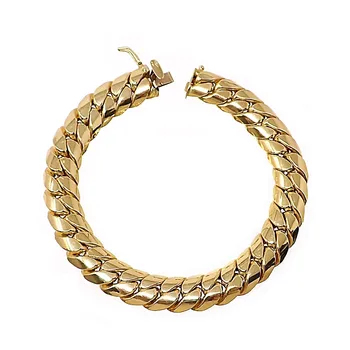 

Bracelet 18k gold chin rest stamped 20.5cm. Hollow width 10mm. Closure tab man [AC1648]