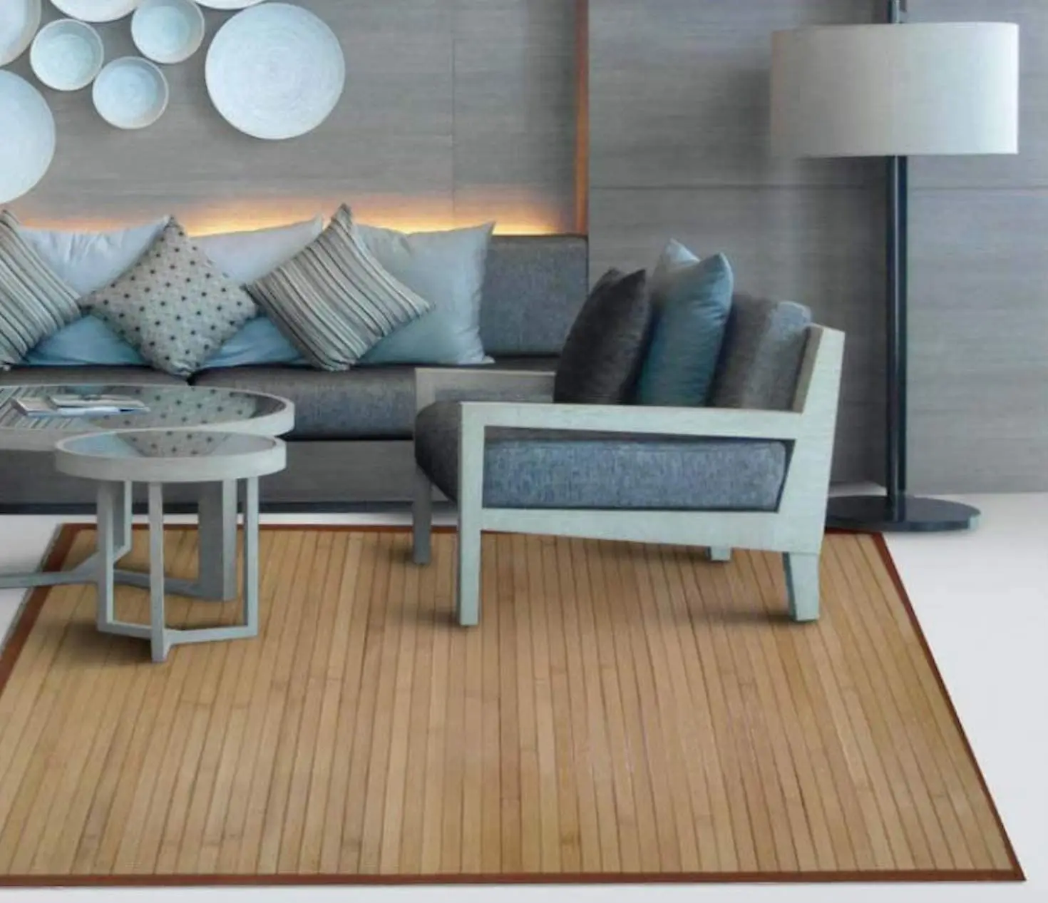 TiendaEurasia 40 X 60 CM Alfombra de Bambú Madera de Bambú Ecológica 2 Colores Alfombra Hogar Salon Suelo Decoración Moderna