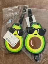 Tarjeta de equipaje de silicona con dibujos de aguacate, etiqueta de viaje, accesorios de viaje