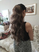 Pelo AISI sintético negro largo, cola de caballo ondulada, extensión de cola de caballo con cordón, estilo africano y americano, resistencia al calor