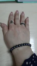 Pulsera de Metal elástica para hombre y mujer, brazalete redondo de piedra natural negra para la pérdida de peso, terapia magnética, hematita, moda