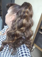 Coleta ondulada de cuerpo largo vigoroso para mujer, extensión de cabello sintético, Clip en peluca, cabello falso negro