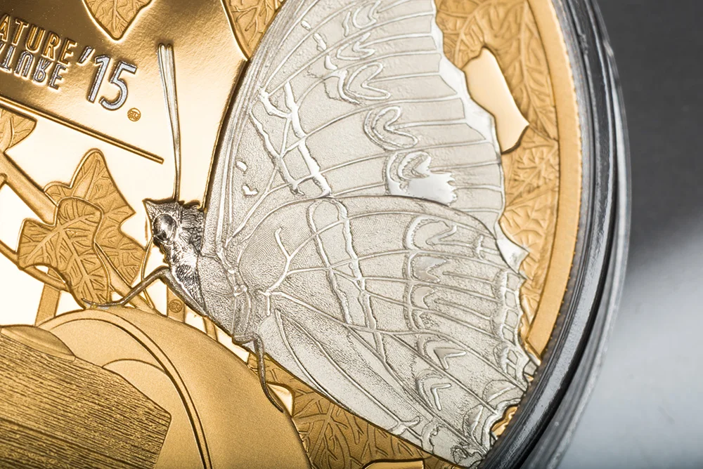 BUTTERFLY Shades of Nature Silver Coin 5$ Cook Islands