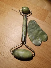 Gua Sha-masajeador de piedra Jade para cara, rodillo de Jade verde para estiramiento Facial, antiarrugas, 2/1 Uds.