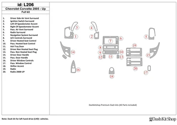

Interior lining for Chevrolet Corvette 2005-UP. Set L206.