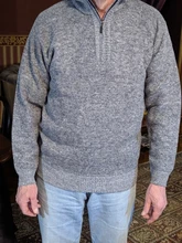 Suéter grueso de lana para hombre, Jersey cálido de cuello alto con media cremallera, suéteres de lana de punto ajustados para invierno