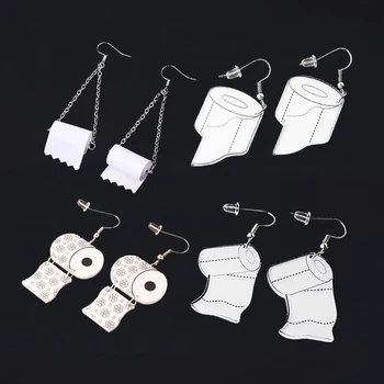 

2020 Hot Toilet Paper Drop Earrings Towel Paper Roll Hook White Earrings For Women Girl Fashion Statement Jewelry Gift 20Pcs