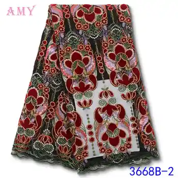 

2020 New Design Velvet With Sequins African French Lace Fabric High Quality Nigerian Tulle Embroidery For Garment AMY3668B