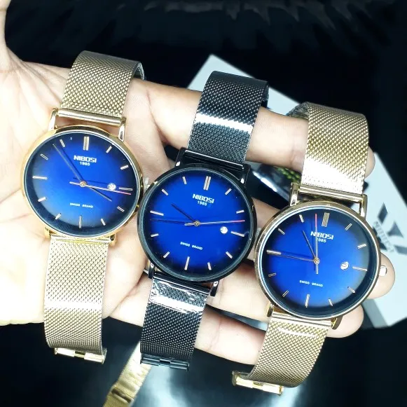 Nibosi Men Watches Ultra Thin Date Simple Stainless Steel Gold Blue Quartz Sport Watch Men Chronograph Men's Wrist Watch Clock photo review