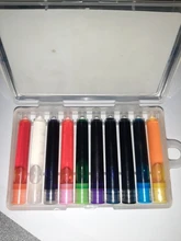 Paquete de caja de 10 unidades, pluma estilográfica de color, bomba Convertidora de recarga de tinta, cartuchos recarga para pluma de 3,4mm