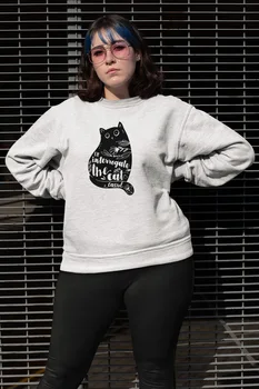 

Angemiel Wear İnterrogate The Cat White Women Sweatshirts