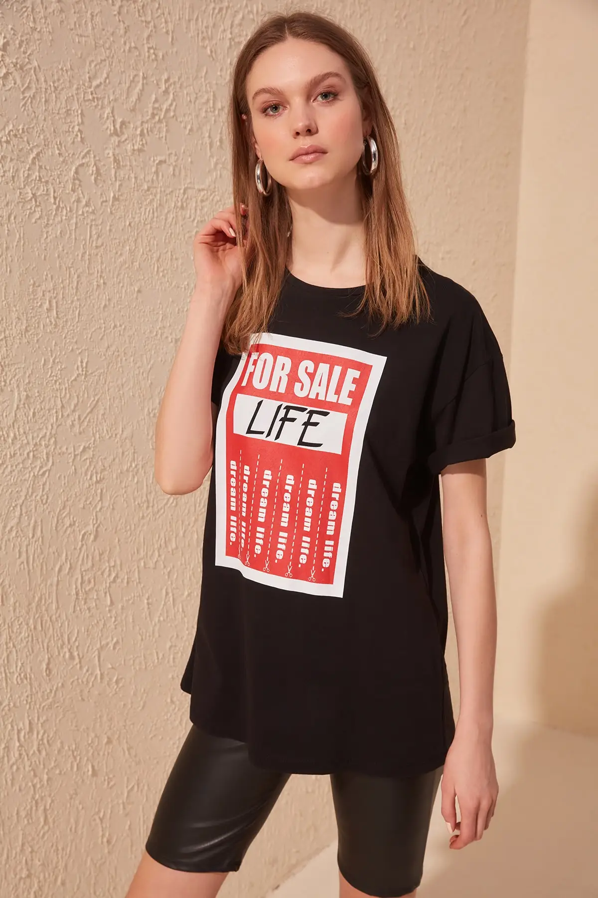 

Trendyol Printed Boyfriend Knitted T Shirt TWOSS20TS0437