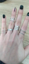 8 unids/set de Anillos geométricos huecas redondas bohemias para mujer, anillo abierto cruzado, anillo de dedo nudillo, joyería
