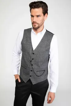 

DeFacto Fashion Formal Man Suit Vest Men's Single-breasted Patchwork Vest Male Casual Simple Sleeveless Garment- J3251AZ18AU