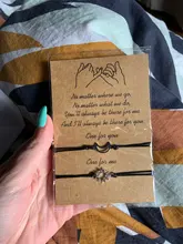Conjunto de 2 uds. De pulseras trenzadas hechas a mano para mujer, de cuerda de hilo negro, abalorios bohemios para sol y luna, brazaletes para parejas