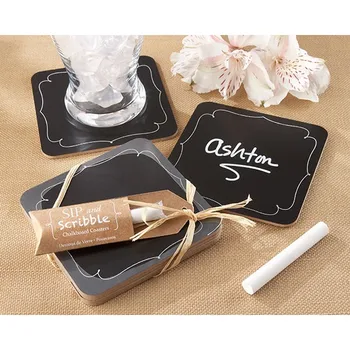 

Lote de 20 Set 2 Posavasos Pizarra + Tiza - Detalles, recuerdos y regalos para bodas, comuniones baratos originales invitados