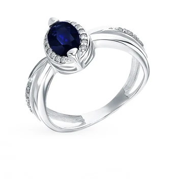 

Silver ring with sapphire and cubic zirconia sunlight sample 925 Jewelry set